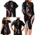 Polynesian Plumeria Floral Tattoo Pattern Family Matching Long Sleeve Bodycon Dress and Hawaiian Shirt Oxblood Style