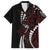 Polynesian Plumeria Floral Tattoo Pattern Family Matching Long Sleeve Bodycon Dress and Hawaiian Shirt Oxblood Style