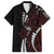 Polynesian Plumeria Floral Tattoo Pattern Family Matching Off The Shoulder Long Sleeve Dress and Hawaiian Shirt Oxblood Style