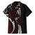 Polynesian Plumeria Floral Tattoo Pattern Family Matching Off Shoulder Short Dress and Hawaiian Shirt Oxblood Style