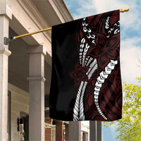 Polynesian Plumeria Floral Tattoo Pattern Garden Flag Oxblood Style LT9 House Flag Oxblood - Polynesian Pride