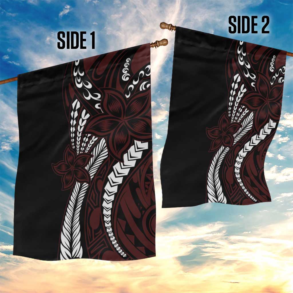 Polynesian Plumeria Floral Tattoo Pattern Garden Flag Oxblood Style LT9 - Polynesian Pride