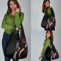 Polynesian Plumeria Floral Tattoo Pattern Grocery Bag Oxblood Style LT9 - Polynesian Pride