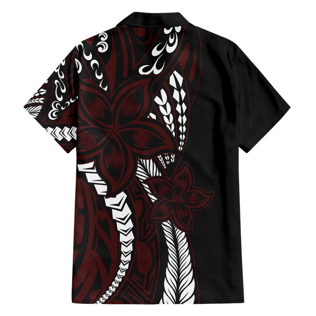 Polynesian Plumeria Floral Tattoo Pattern Hawaiian Shirt Oxblood Style LT9 - Polynesian Pride
