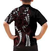 Polynesian Plumeria Floral Tattoo Pattern Hawaiian Shirt Oxblood Style LT9 - Polynesian Pride
