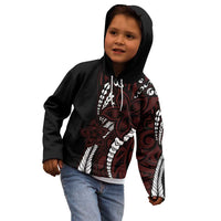 Polynesian Plumeria Floral Tattoo Pattern Kid Hoodie Oxblood Style