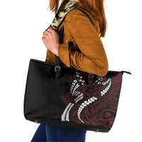 Polynesian Plumeria Floral Tattoo Pattern Leather Tote Bag Oxblood Style LT9 Oxblood - Polynesian Pride