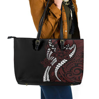 Polynesian Plumeria Floral Tattoo Pattern Leather Tote Bag Oxblood Style LT9 - Polynesian Pride