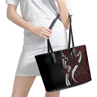 Polynesian Plumeria Floral Tattoo Pattern Leather Tote Bag Oxblood Style LT9 - Polynesian Pride