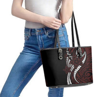 Polynesian Plumeria Floral Tattoo Pattern Leather Tote Bag Oxblood Style LT9 - Polynesian Pride