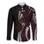 Polynesian Plumeria Floral Tattoo Pattern Long Sleeve Button Shirt Oxblood Style