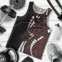 Polynesian Plumeria Floral Tattoo Pattern Men Tank Top Oxblood Style LT9 - Polynesian Pride