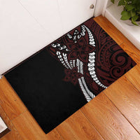 Polynesian Plumeria Floral Tattoo Pattern Rubber Doormat Oxblood Style LT9 - Polynesian Pride
