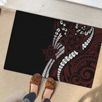 Polynesian Plumeria Floral Tattoo Pattern Rubber Doormat Oxblood Style LT9 - Polynesian Pride