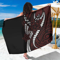 Polynesian Plumeria Floral Tattoo Pattern Sarong Oxblood Style