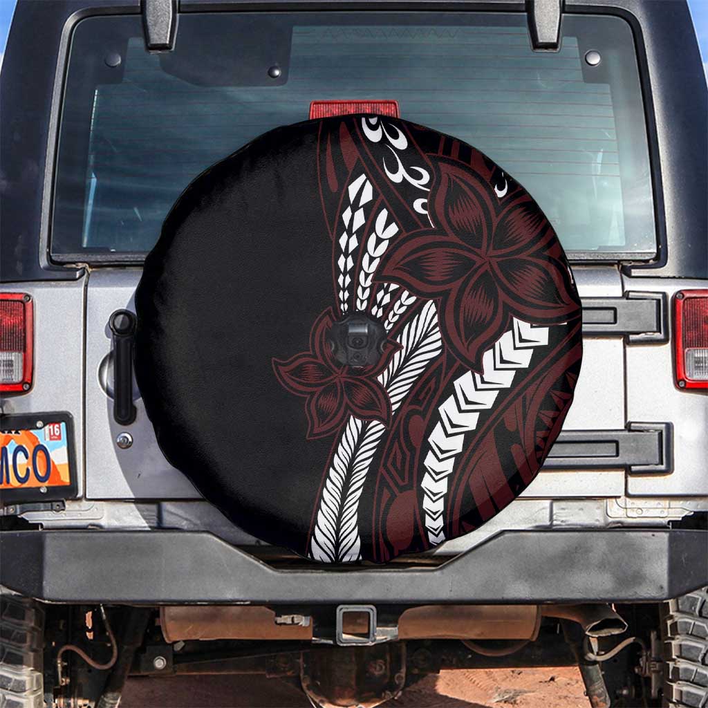 Polynesian Plumeria Floral Tattoo Pattern Spare Tire Cover Oxblood Style LT9 Oxblood - Polynesian Pride