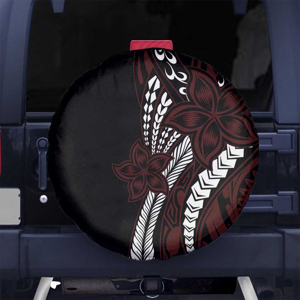 Polynesian Plumeria Floral Tattoo Pattern Spare Tire Cover Oxblood Style LT9 - Polynesian Pride