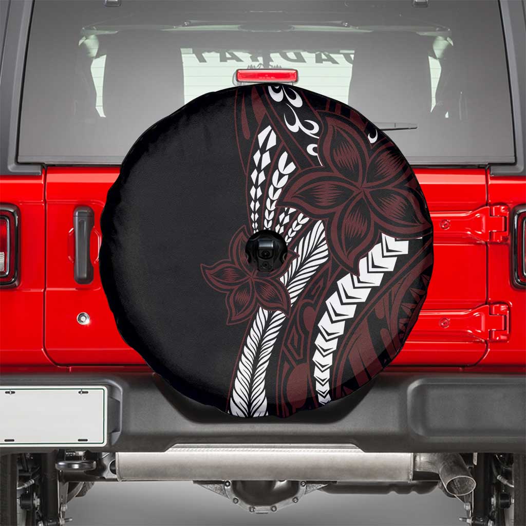 Polynesian Plumeria Floral Tattoo Pattern Spare Tire Cover Oxblood Style LT9 - Polynesian Pride