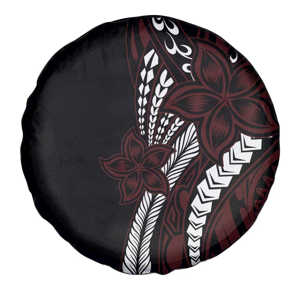 Polynesian Plumeria Floral Tattoo Pattern Spare Tire Cover Oxblood Style LT9 - Polynesian Pride