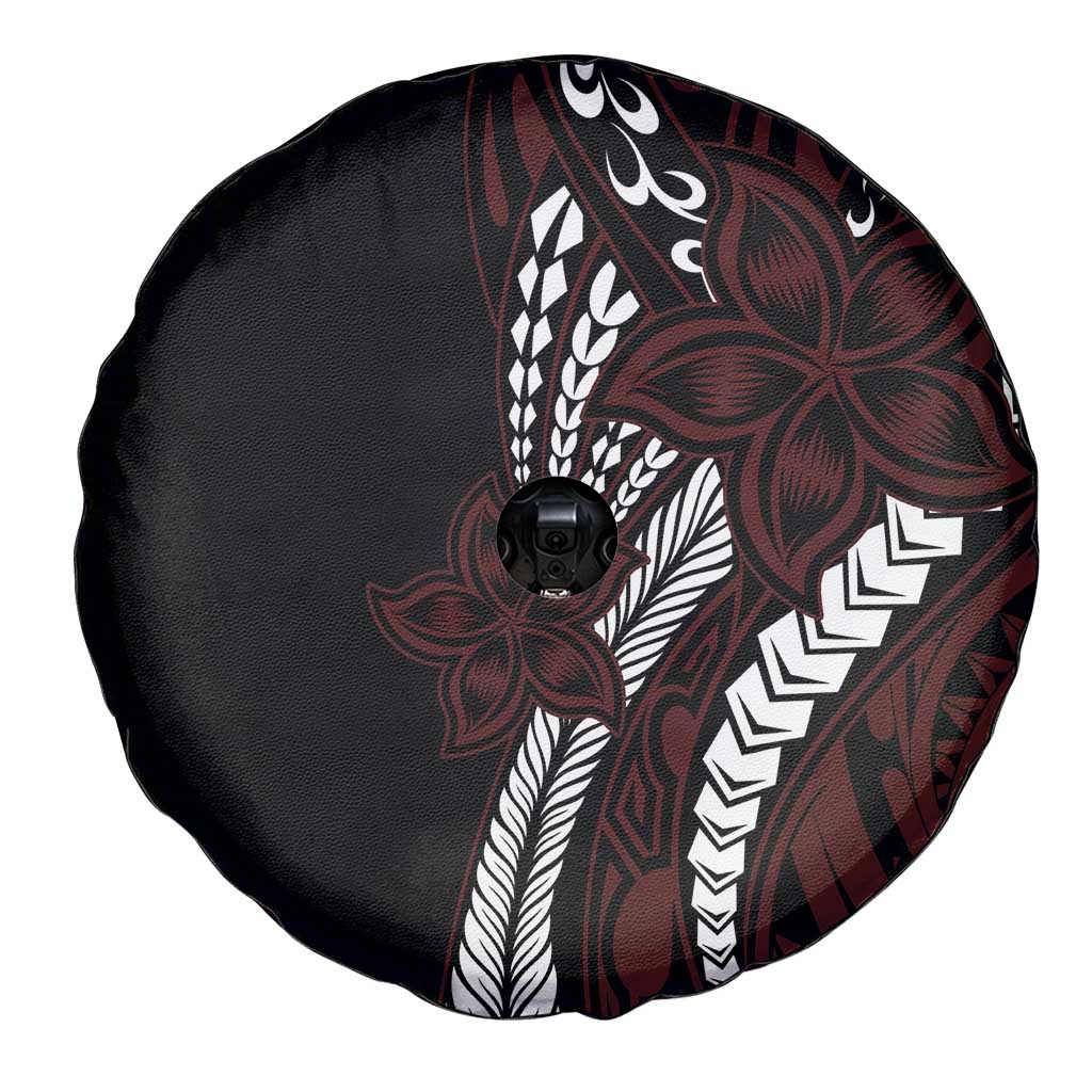 Polynesian Plumeria Floral Tattoo Pattern Spare Tire Cover Oxblood Style LT9 - Polynesian Pride