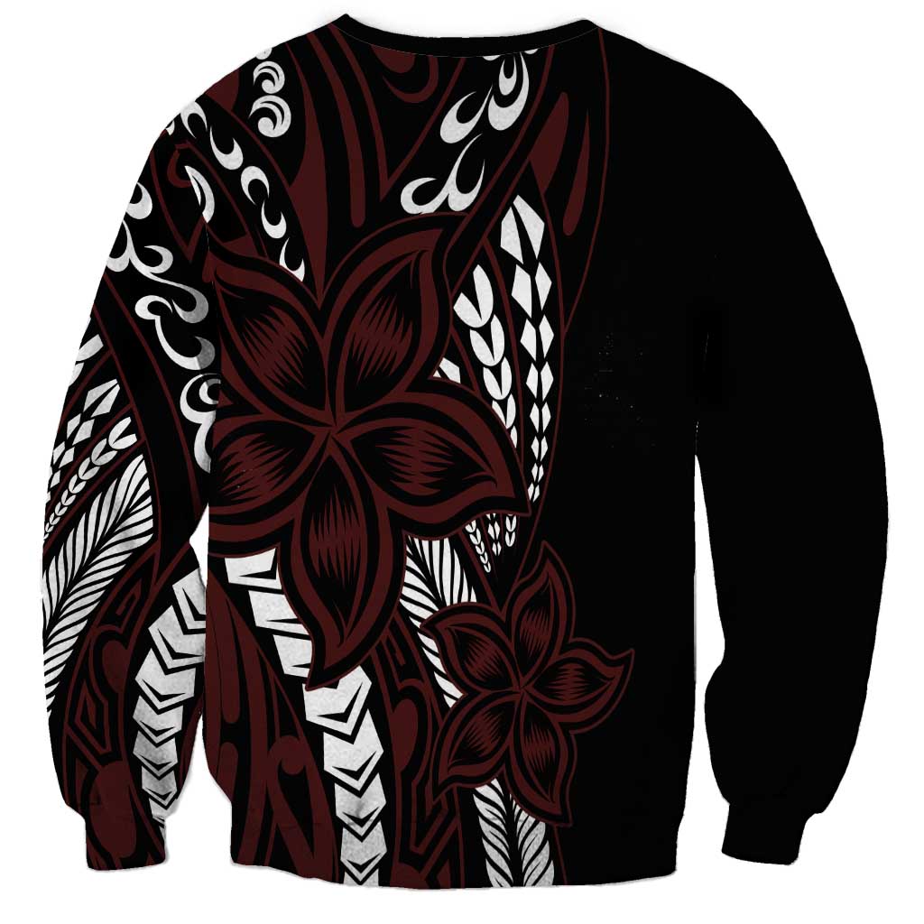 Polynesian Plumeria Floral Tattoo Pattern Sweatshirt Oxblood Style LT9 - Polynesian Pride
