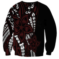 Polynesian Plumeria Floral Tattoo Pattern Sweatshirt Oxblood Style LT9 - Polynesian Pride