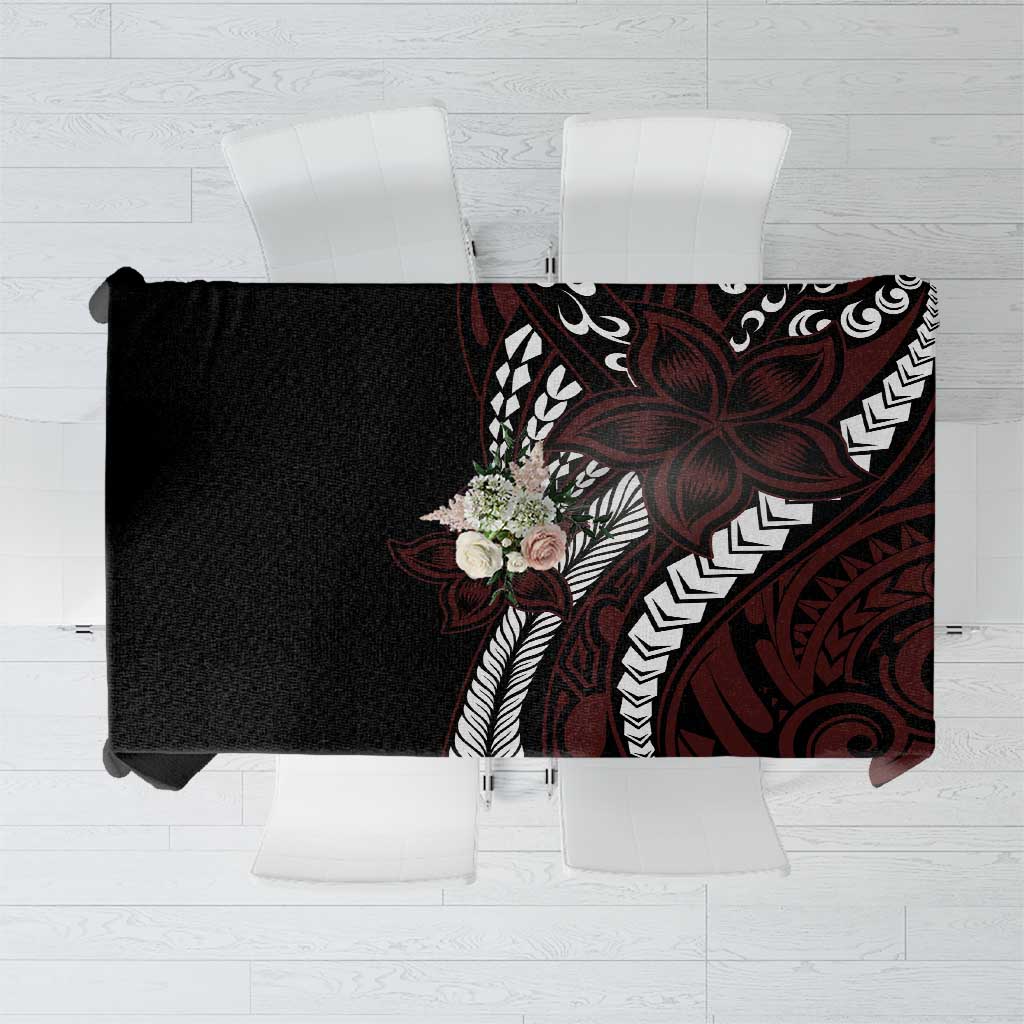 Polynesian Plumeria Floral Tattoo Pattern Tablecloth Oxblood Style LT9 Oxblood - Polynesian Pride