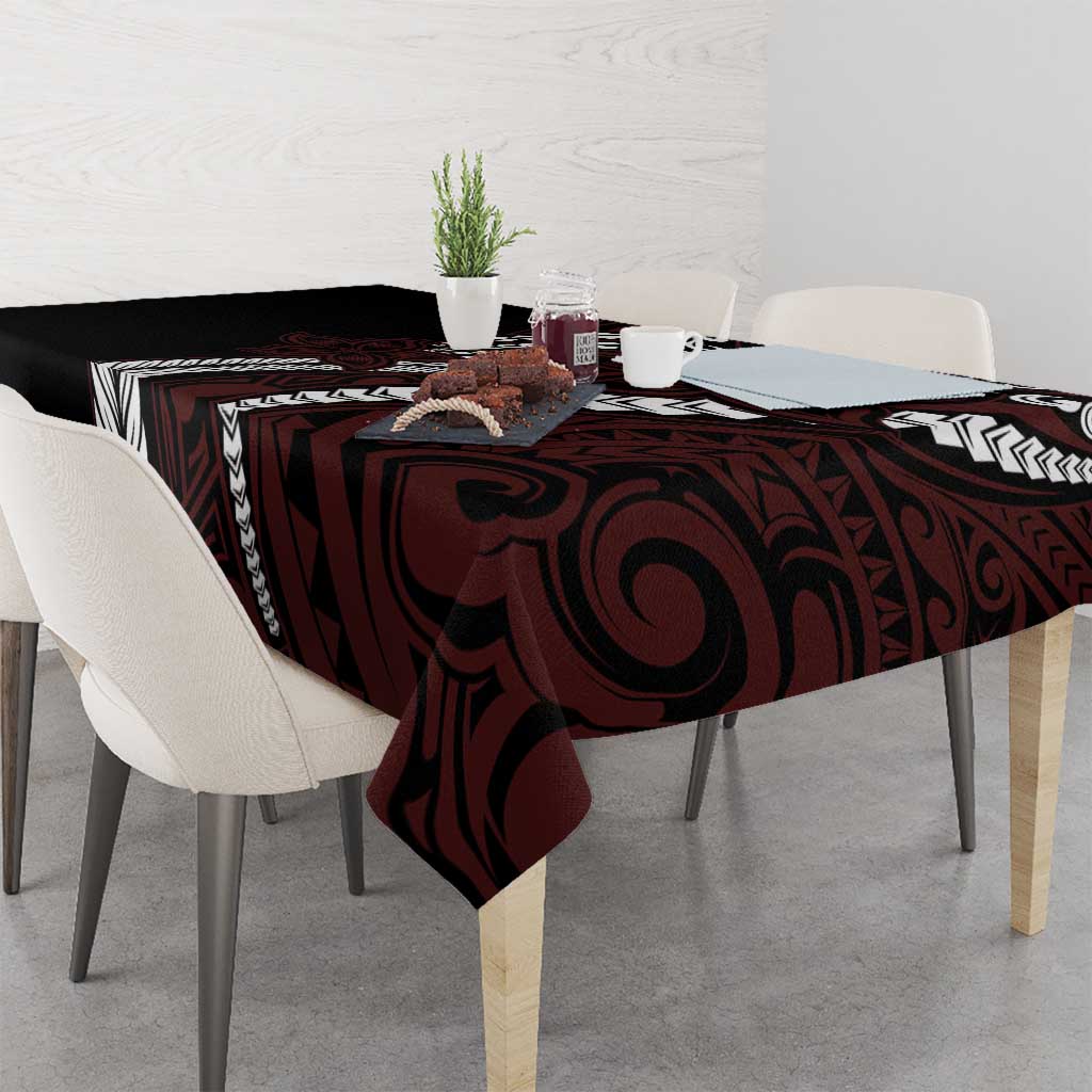 Polynesian Plumeria Floral Tattoo Pattern Tablecloth Oxblood Style LT9 - Polynesian Pride