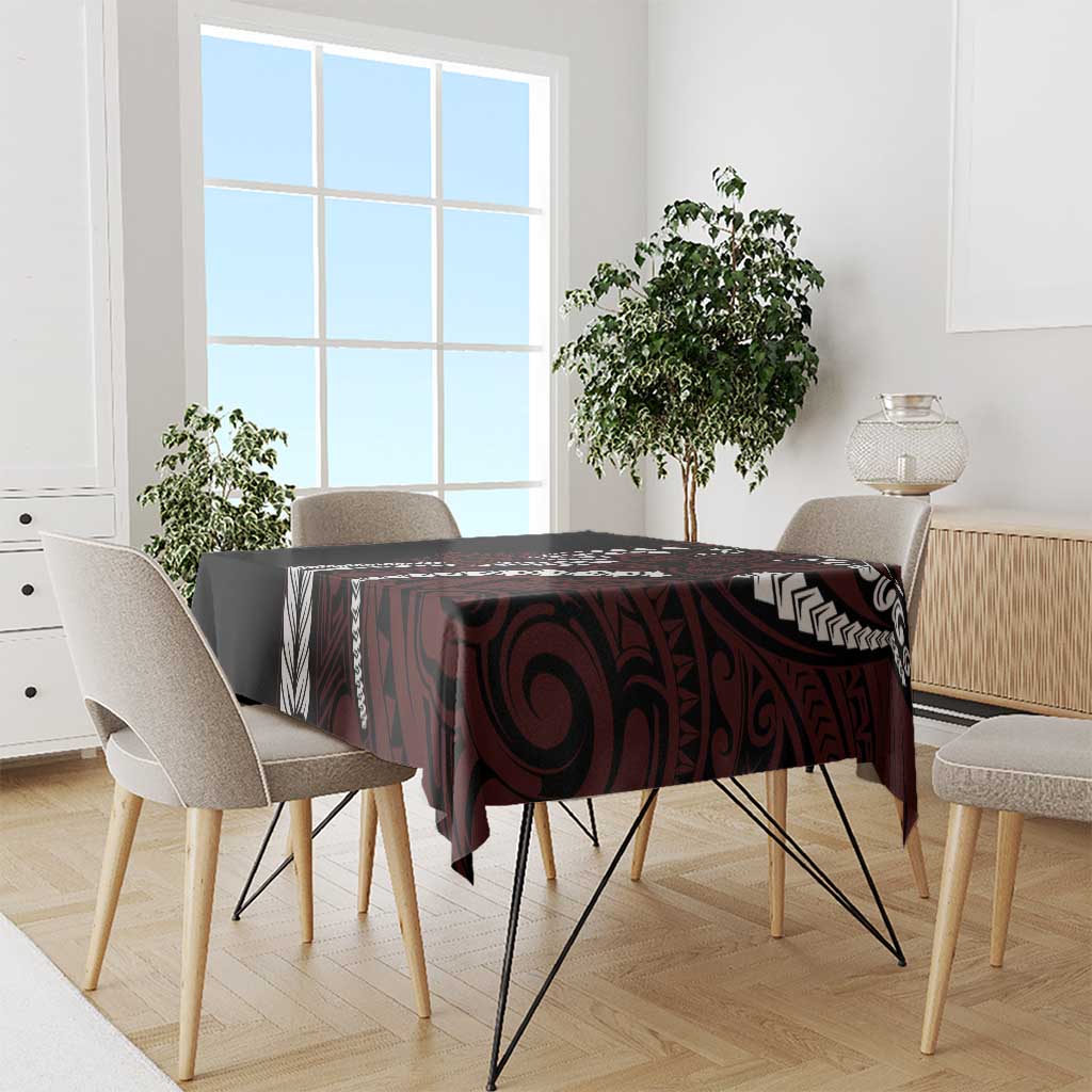 Polynesian Plumeria Floral Tattoo Pattern Tablecloth Oxblood Style LT9 - Polynesian Pride
