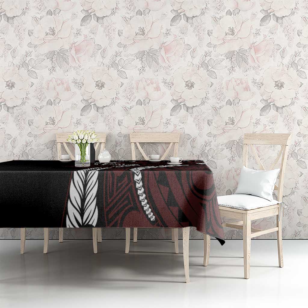 Polynesian Plumeria Floral Tattoo Pattern Tablecloth Oxblood Style LT9 - Polynesian Pride