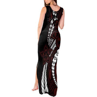 Polynesian Plumeria Floral Tattoo Pattern Tank Maxi Dress Oxblood Style LT9 - Polynesian Pride