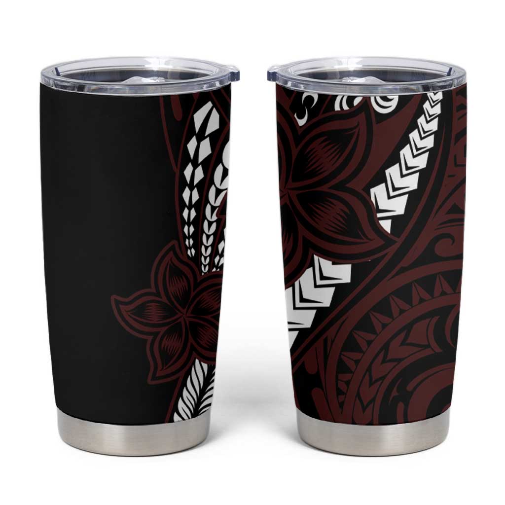 Polynesian Plumeria Floral Tattoo Pattern Tumbler Cup Oxblood Style LT9 Oxblood - Polynesian Pride