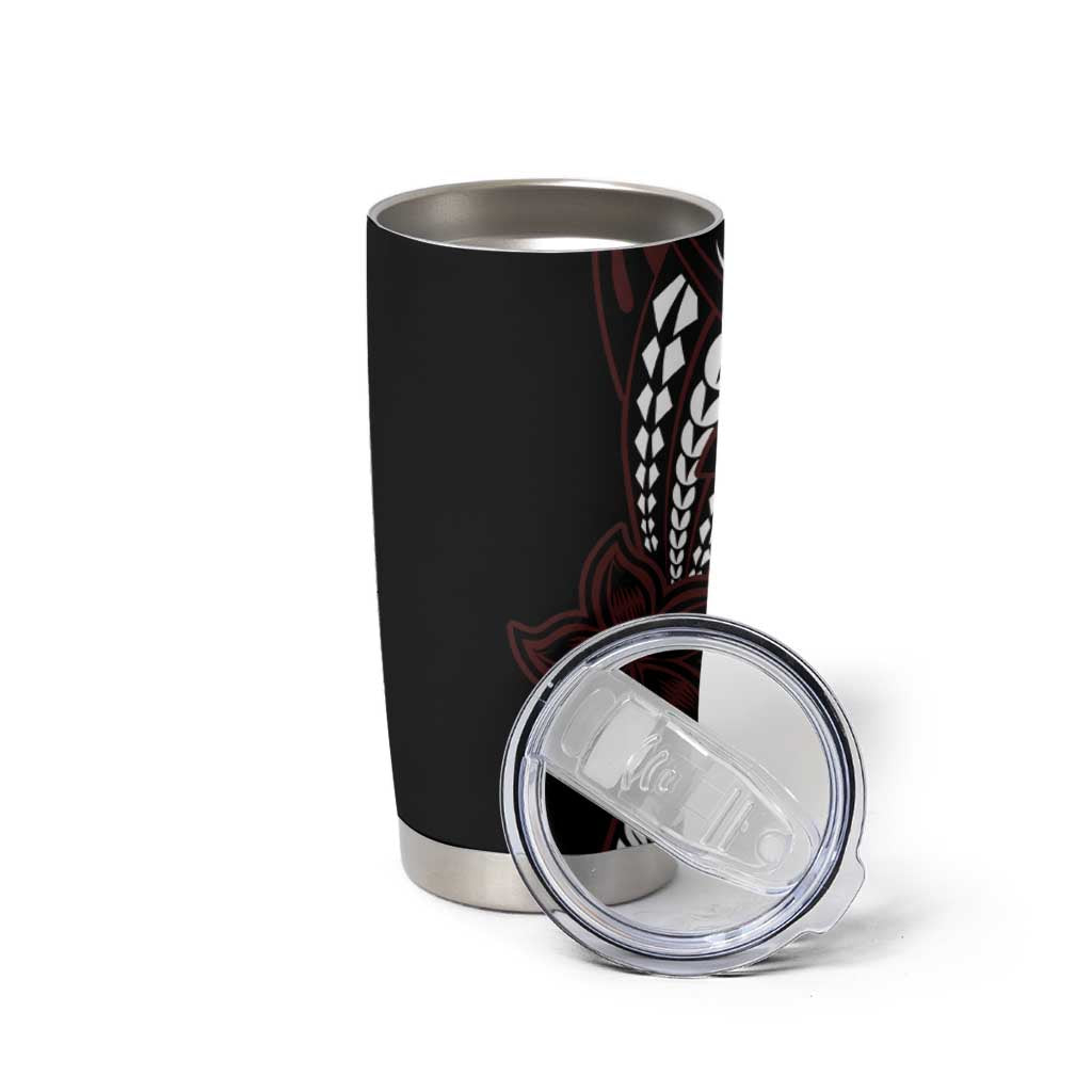 Polynesian Plumeria Floral Tattoo Pattern Tumbler Cup Oxblood Style LT9 - Polynesian Pride