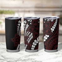 Polynesian Plumeria Floral Tattoo Pattern Tumbler Cup Oxblood Style LT9 - Polynesian Pride