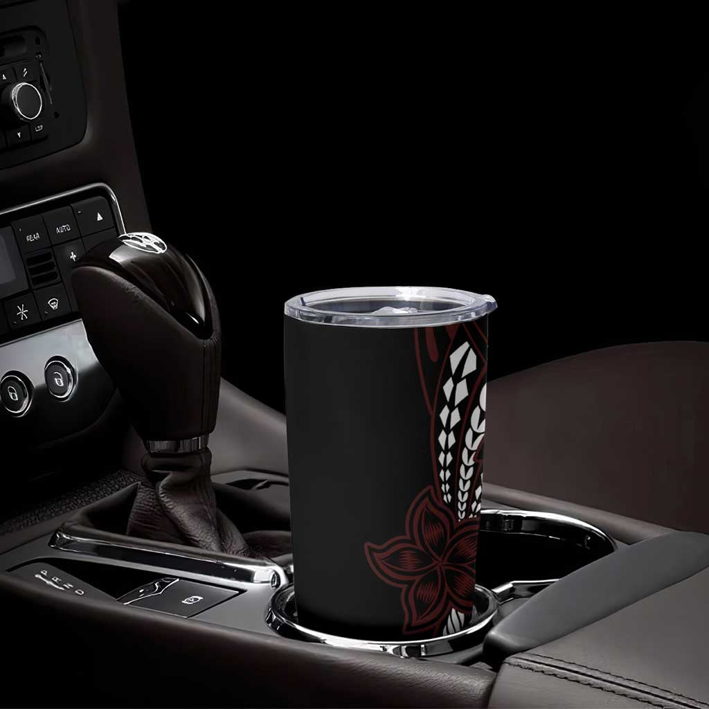 Polynesian Plumeria Floral Tattoo Pattern Tumbler Cup Oxblood Style LT9 - Polynesian Pride