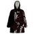 Polynesian Plumeria Floral Tattoo Pattern Wearable Blanket Hoodie Oxblood Style