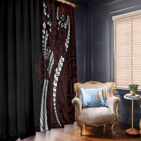 Polynesian Plumeria Floral Tattoo Pattern Window Curtain Oxblood Style LT9 - Polynesian Pride