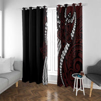Polynesian Plumeria Floral Tattoo Pattern Window Curtain Oxblood Style LT9 With Grommets Oxblood - Polynesian Pride