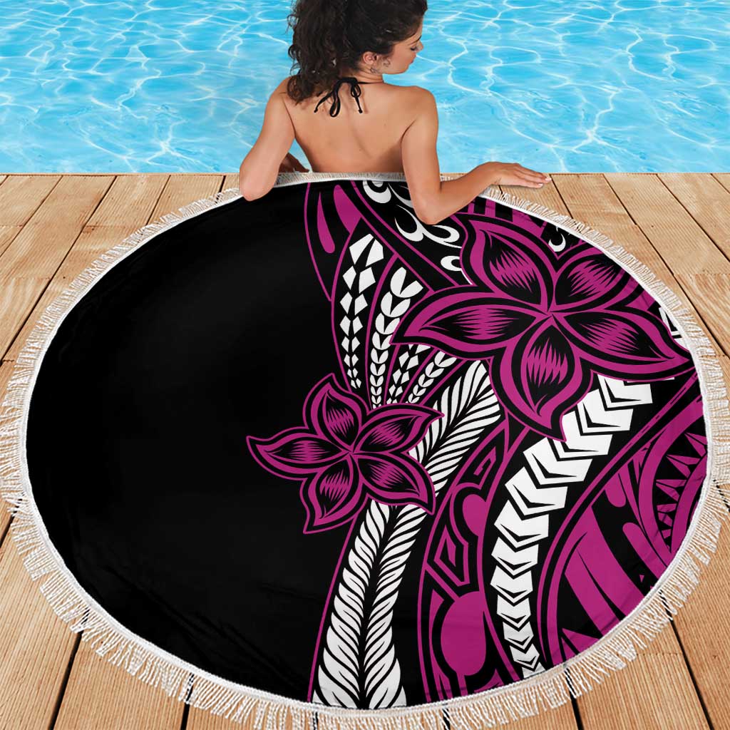 Polynesian Plumeria Floral Tattoo Pattern Beach Blanket Pink Style LT9 - Polynesian Pride
