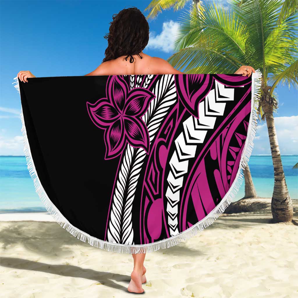Polynesian Plumeria Floral Tattoo Pattern Beach Blanket Pink Style LT9 - Polynesian Pride