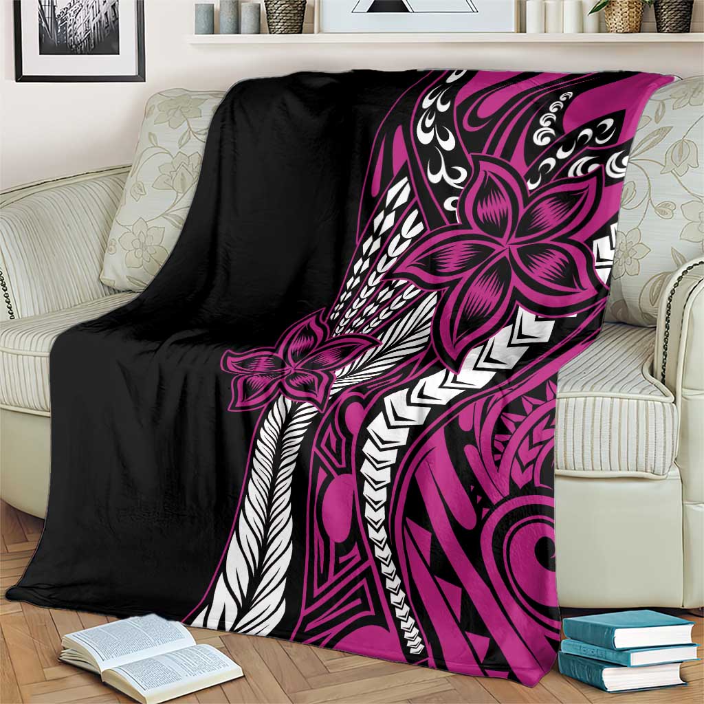 Polynesian Plumeria Floral Tattoo Pattern Blanket Pink Style LT9 - Polynesian Pride