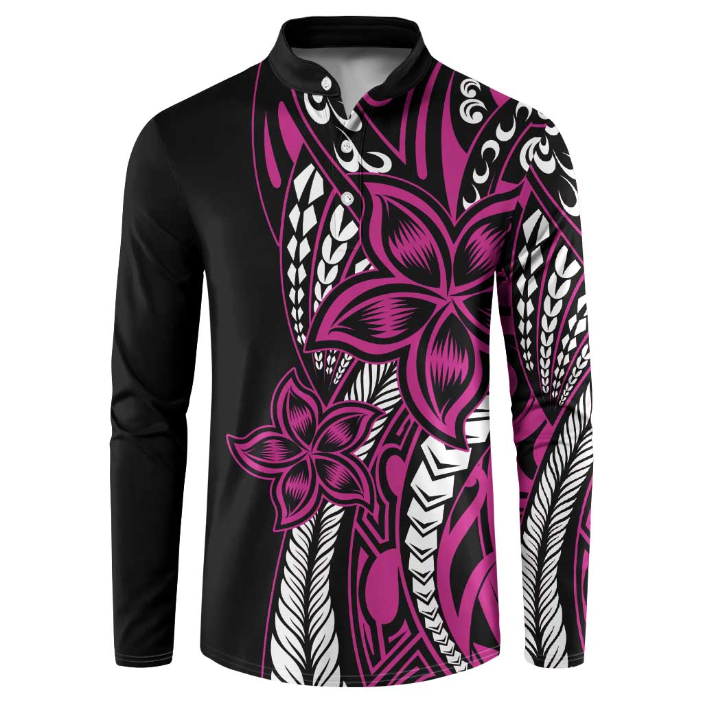 Polynesian Plumeria Floral Tattoo Pattern Button Sweatshirt Pink Style LT9 Pink - Polynesian Pride