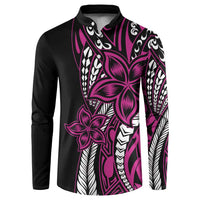 Polynesian Plumeria Floral Tattoo Pattern Button Sweatshirt Pink Style LT9 Pink - Polynesian Pride