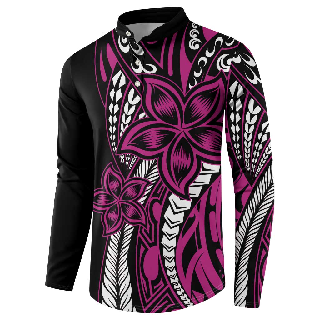 Polynesian Plumeria Floral Tattoo Pattern Button Sweatshirt Pink Style LT9 - Polynesian Pride