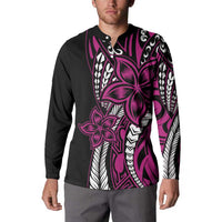 Polynesian Plumeria Floral Tattoo Pattern Button Sweatshirt Pink Style LT9 - Polynesian Pride