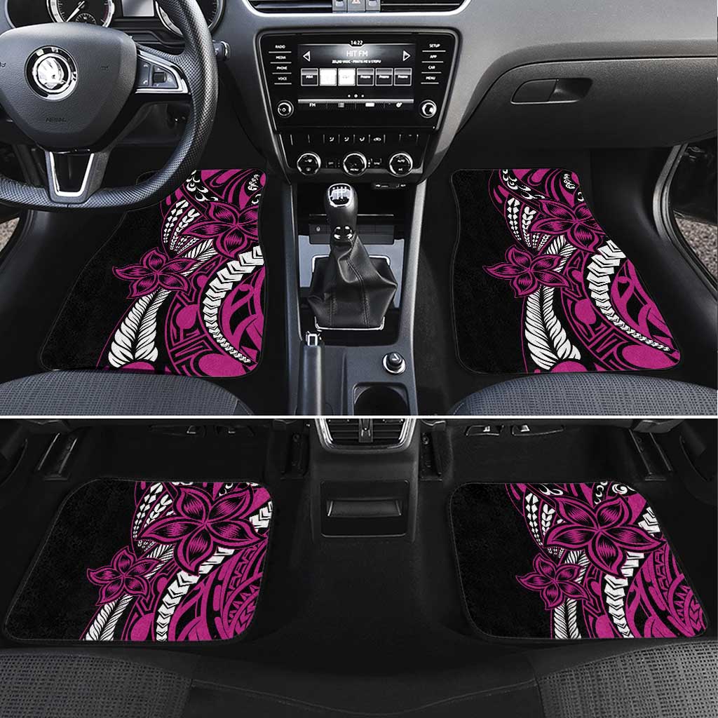 Polynesian Plumeria Floral Tattoo Pattern Car Mats Pink Style LT9 Set 4pcs Pink - Polynesian Pride