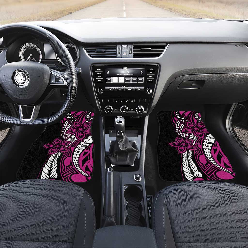 Polynesian Plumeria Floral Tattoo Pattern Car Mats Pink Style LT9 Set 2pcs - Front Pink - Polynesian Pride