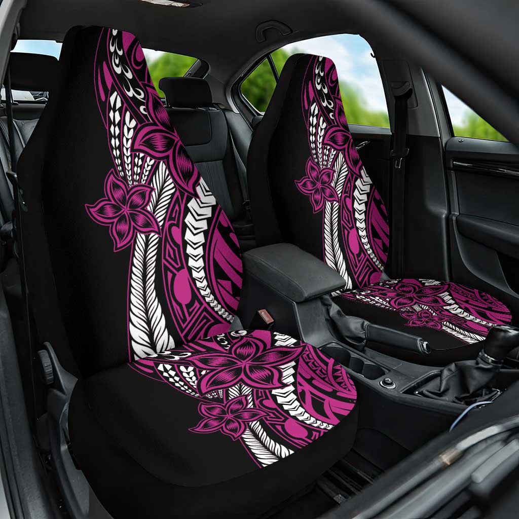 Polynesian Plumeria Floral Tattoo Pattern Car Seat Cover Pink Style