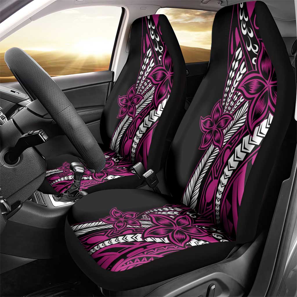 Polynesian Plumeria Floral Tattoo Pattern Car Seat Cover Pink Style