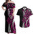 Polynesian Plumeria Floral Tattoo Pattern Couples Matching Off Shoulder Maxi Dress and Hawaiian Shirt Pink Style